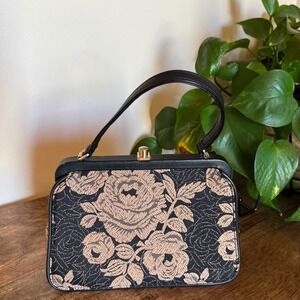 Ann Taylor Floral Tapestry‎ Top Handle Bag Purse Designer Handbag Elegant Formal